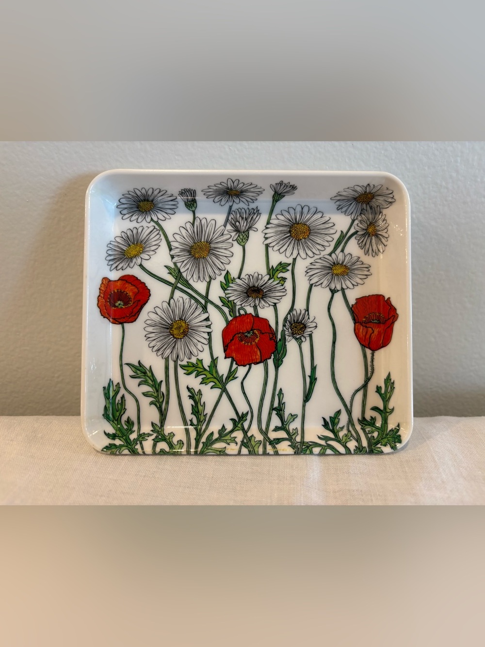 Mebel Melamine Floral Snack Trinket Tray Made In Italy Vintage 5.5 X 4.75”